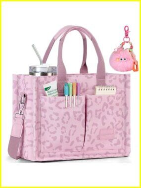 Structured Canvas Tote Bag with Multi Compartments, Top Zipper, Detachable